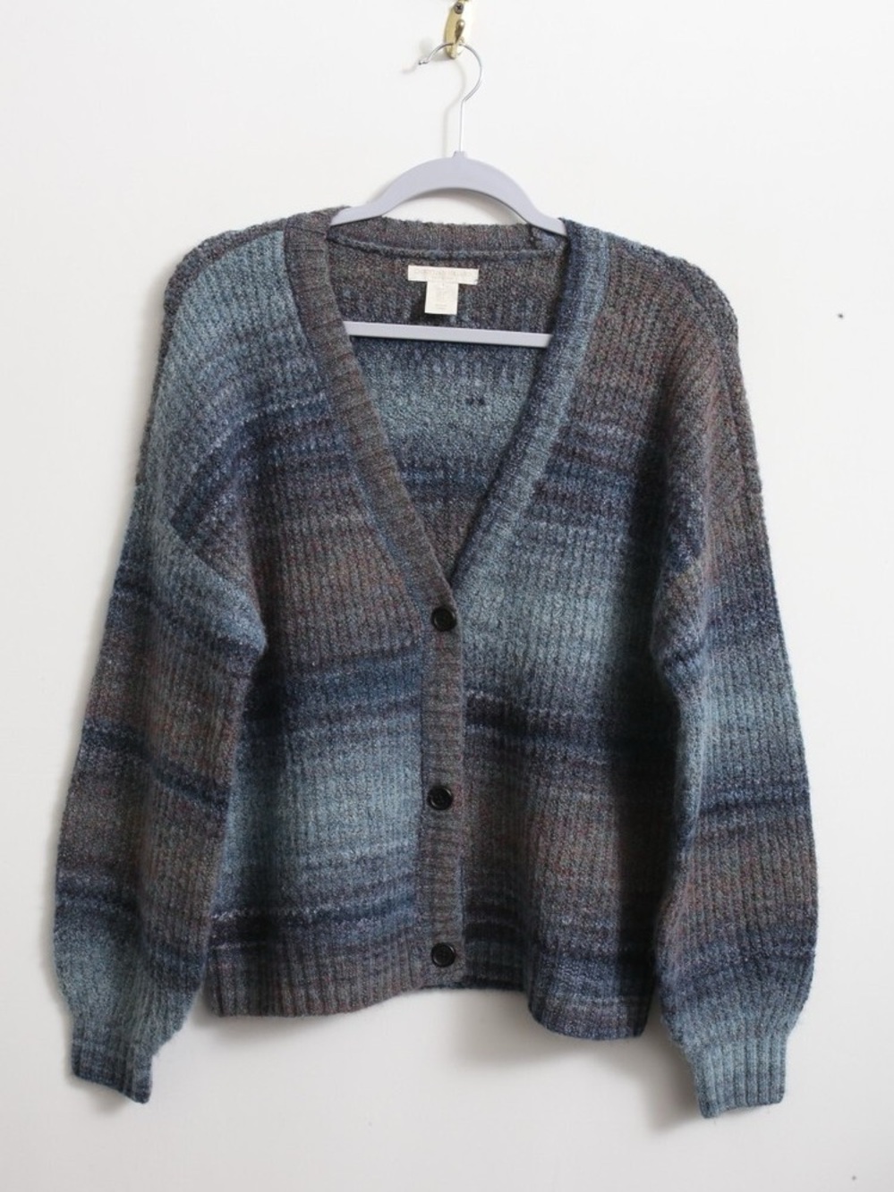 Christian Siriano New York Blue Marled Button Up Cardi Sweater